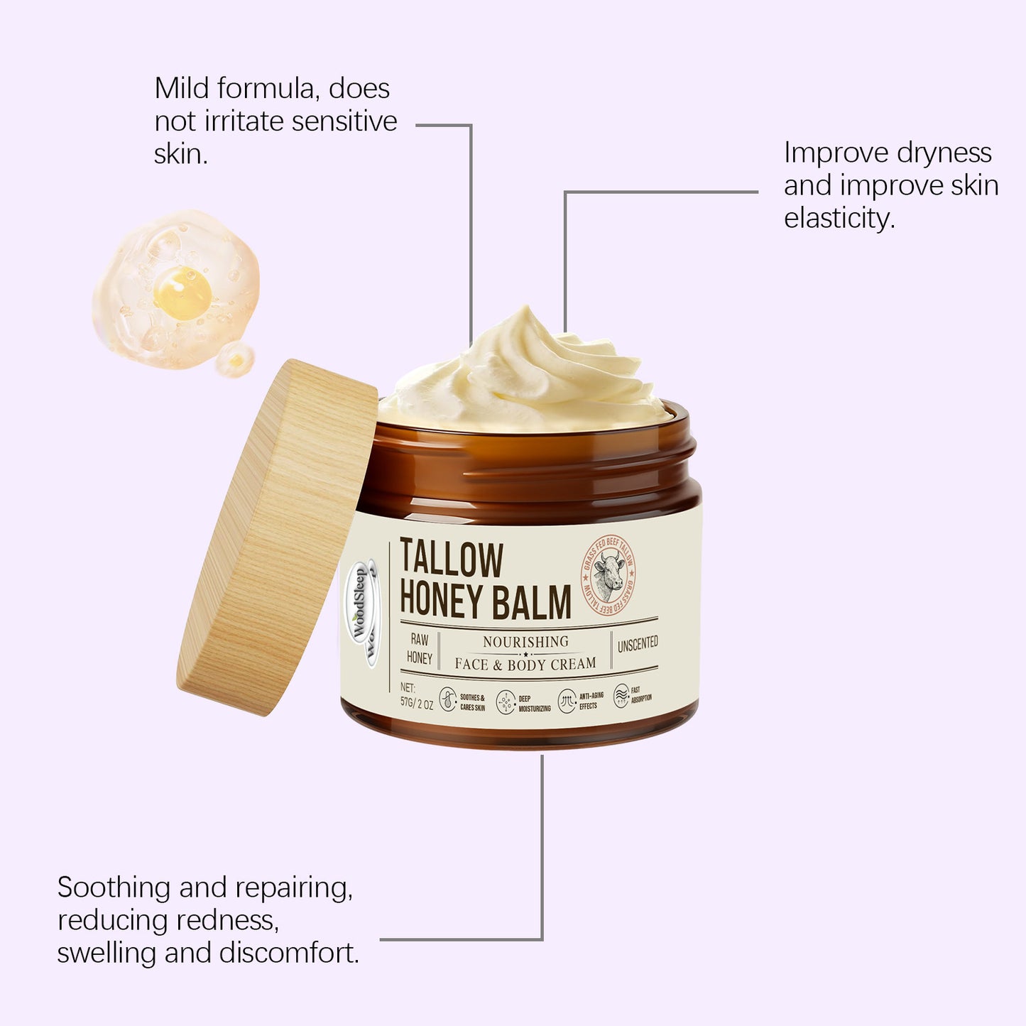 Natural Moisturizing Cream with Honey and Tallow | Soft and Radiant Skin