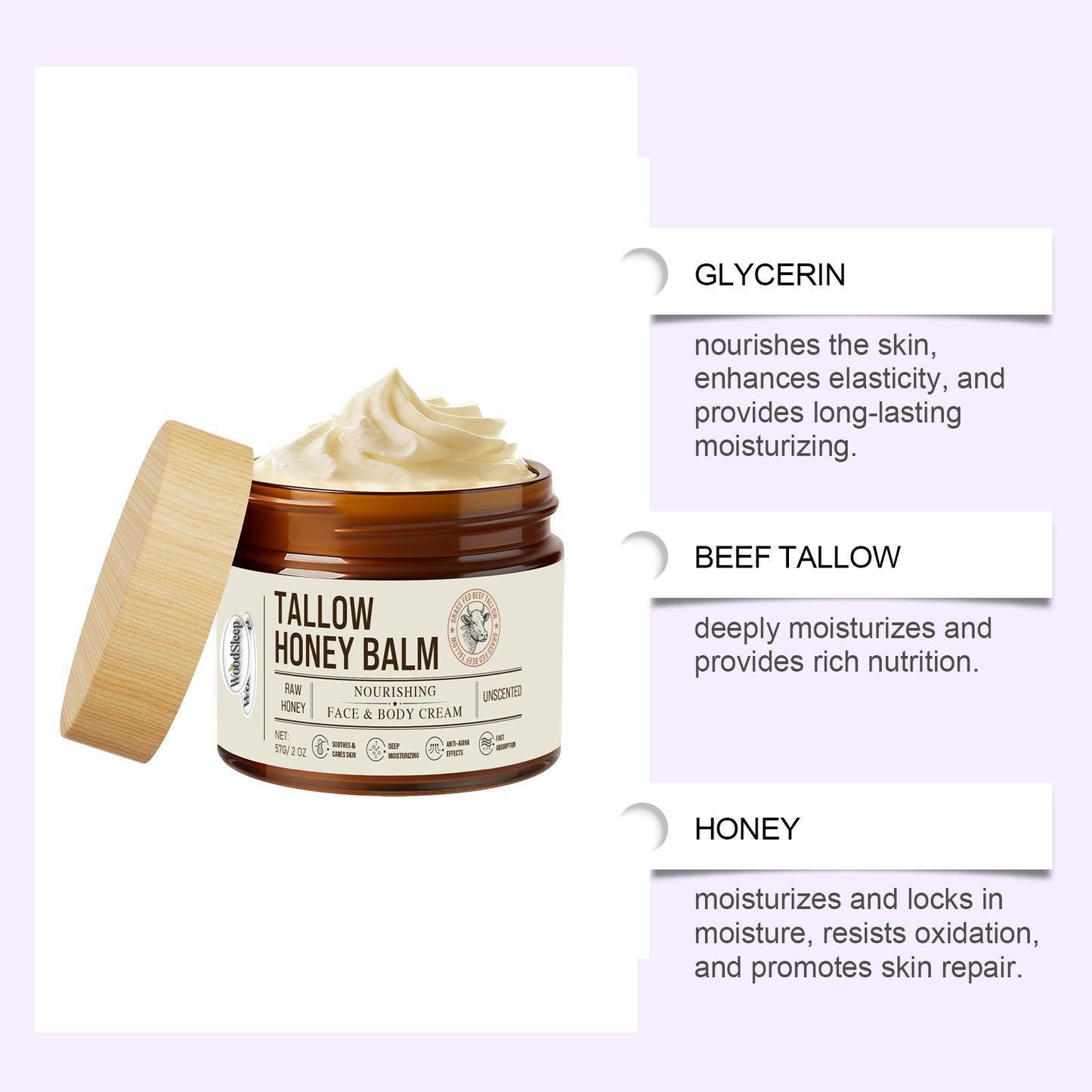 Natural Moisturizing Cream with Honey and Tallow | Soft and Radiant Skin