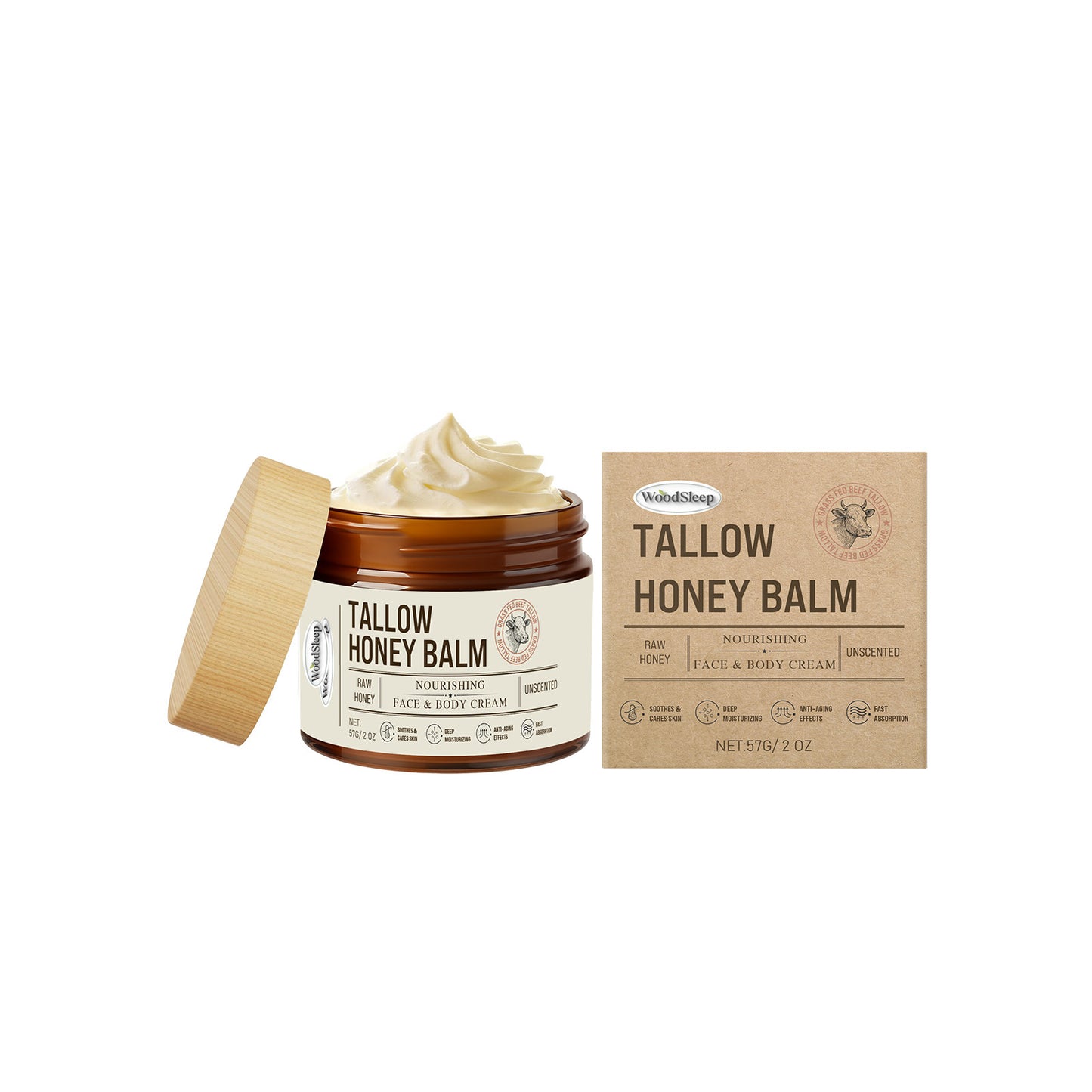 Natural Moisturizing Cream with Honey and Tallow | Soft and Radiant Skin